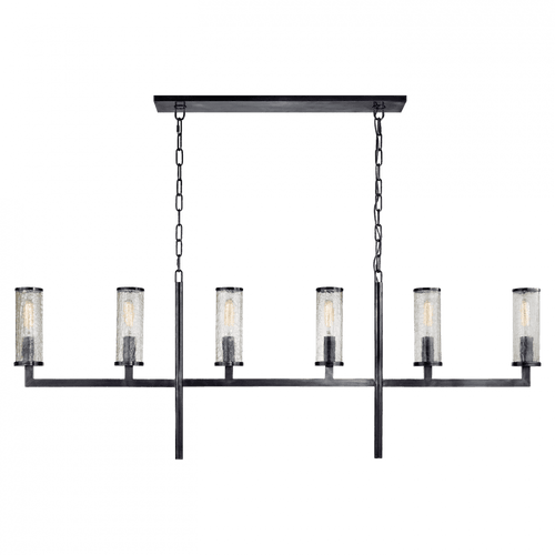 Visual Comfort & Co. Signature Collection Liaison Linear Chandelier, 6-Light, Bronze, 62"W (KW 5203BZ-CRG CLR8L) 