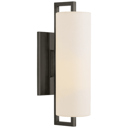 Visual Comfort & Co. Signature Collection Bowen Medium Wall Sconce, 1-Light, Bronze, Linen Shade, 16"H (S 2520BZ-L CTZF3) 