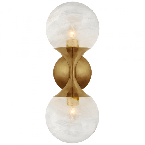 Visual Comfort & Co. Signature Collection Cristol Wall Sconce, 2-Light, Hand-Rubbed Antique Brass, White Glass, 15.75"H (ARN 2405HAB-WG CQ2PC) 