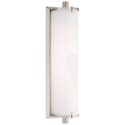 Visual Comfort & Co. Signature Collection Calliope Bathroom Wall Sconce, LED, Polished Nickel, White Glass, 14"H (TOB 2192PN-WG CTZG3) 