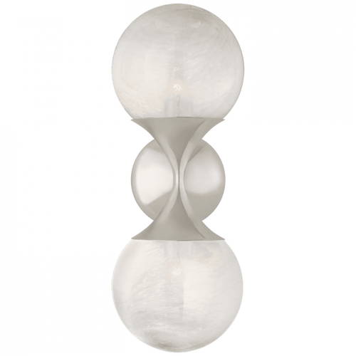 Visual Comfort & Co. Signature Collection Cristol Small Double Sconce, 2-Light, Polished Nickel, 15.75"H (ARN 2405PN-WG CQ2PD) 