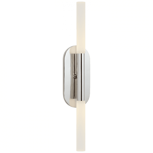 Visual Comfort & Co. Signature Collection Rousseau Medium Vanity Wall Sconce, 1-Light, LED, Polished Nickel, Etched Crystal Shade, 22"H (KW 2282PN-EC CLW6A) 