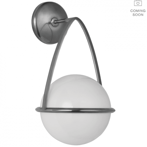 Visual Comfort & Co. Signature Collection Lisette Wall Sconce, Bracketed, LED, Polished Nickel, White Glass, 13.75"H (ARN 2362PN-WG CU1D9) 