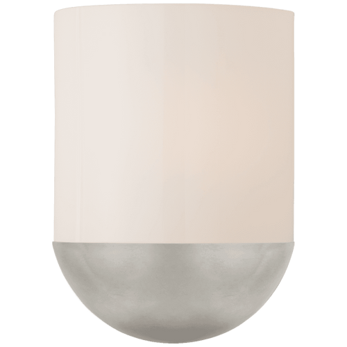 Visual Comfort & Co. Signature Collection Crescent Wall Sconce, 1-Light, Burnished Silver Leaf, White Glass, 10.25"H (BBL 2155BSL-WG CPYRM) 