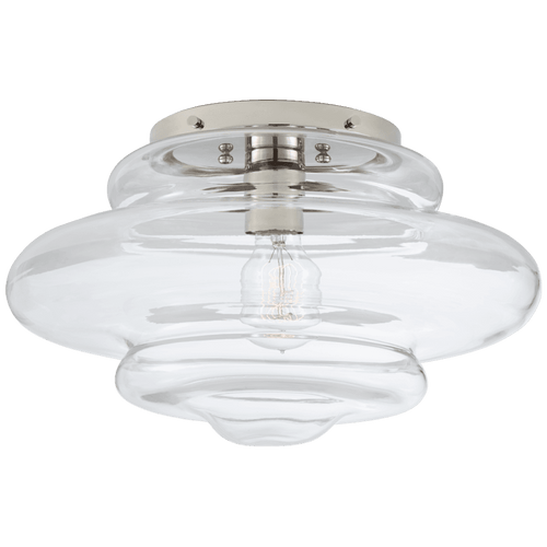 Visual Comfort & Co. Signature Collection Tableau Flush Mount, 1-Light, Polished Nickel, Clear Glass, 15"W (KW 4271PN-CG CLX34) 