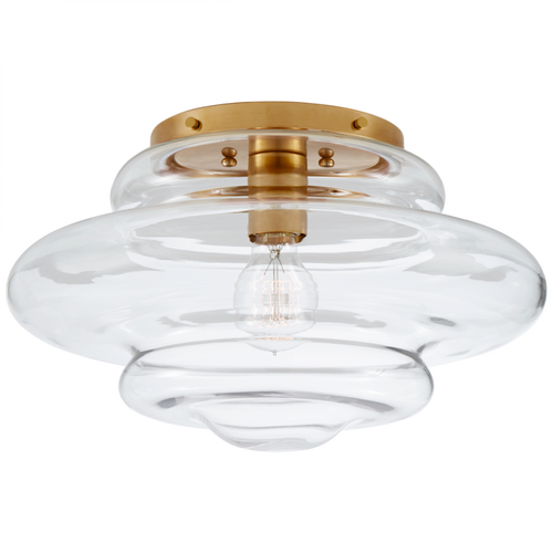 Tableau Flush Mount, 1-Light, Antique Burnished Brass, Clear Glass, 15"W (KW 4271AB-CG CLX30)