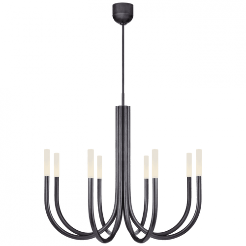 Visual Comfort & Co. Signature Collection Rousseau Medium Chandelier, 1-Light, LED, Bronze, Etched Crystal Shade, 38"W (KW 5581BZ-EC CLX3Q) 