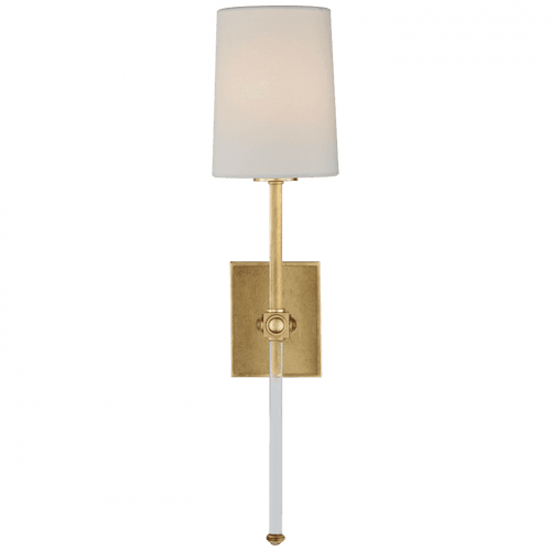 Visual Comfort & Co. Signature Collection Lucia Medium Tail Wall Sconce, 1-Light, Gild and Crystal, Linen Shade, 20.75"H (JN 2051G/CG-L CPTWF) 