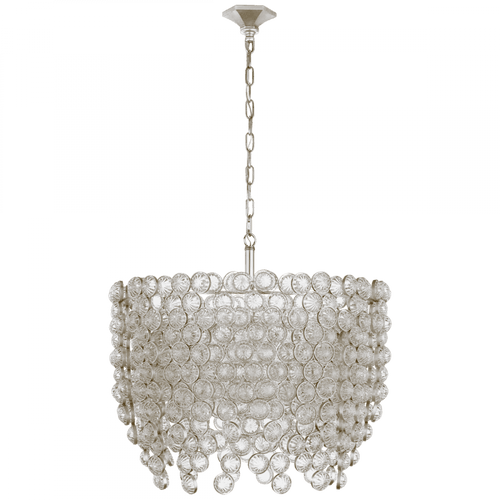 Visual Comfort & Co. Signature Collection Milazzo Chandelier, 8-Light, Burnished Silver Leaf, Crystal, 28.5"W (JN 5234BSL/CG CPTWN) 