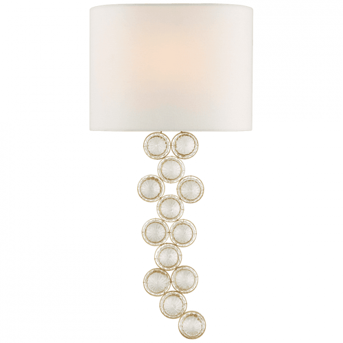 Visual Comfort & Co. Signature Collection Milazzo Medium Left Wall Sconce, 1-Light, Gild and Crystal, Linen Shade, 24"H (JN 2201G/CG-L CPTWR) 