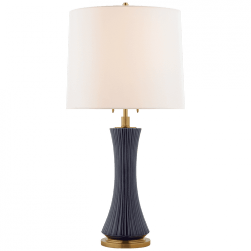 Visual Comfort & Co. Signature Collection Elena Table Lamp, 2-Light, Denim Porcelain, Linen Shade, 33.5"H (TOB 3655DM-L CLX52) 