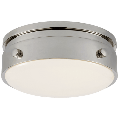 Visual Comfort & Co. Signature Collection Hicks Flush Mount, LED, Polished Nickel, White Glass, 5.5"W (TOB 4062PN-WG CLX5E) 