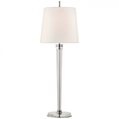 Visual Comfort & Co. Signature Collection Lyra Buffet Lamp, 1-Light, Polished Nickel, Crystal, Linen Shade, 35.75"H (TOB 3943PN-L CPZQ6) 