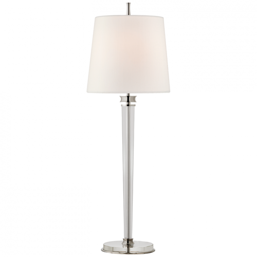 Lyra Buffet Lamp, 1-Light, Polished Nickel, Crystal, Linen Shade, 35.75"H (TOB 3943PN-L CPZQ6)
