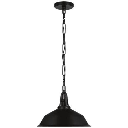 Visual Comfort & Co. Signature Collection Layton Pendant, 1-Light, Bronze, Matte Black Shade, 11.5"H (CHC 5461BZ-BLK CU1EW) 