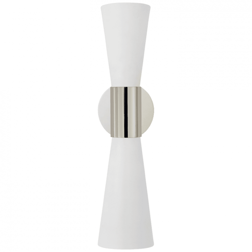 Visual Comfort & Co. Signature Collection Clarkson Medium Narrow Sconce, 2-Light, Polished Nickel, 17.75"H (ARN 2009PN/WHT CLY2C) 