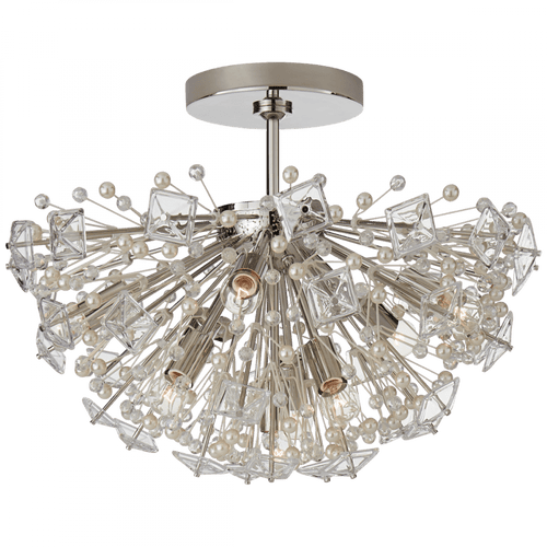 Visual Comfort & Co. Signature Collection Dickinson Semi-Flush, 9-Light, Polished Nickel, 22.25"W (KS 4005PN-CG CLY2N) 