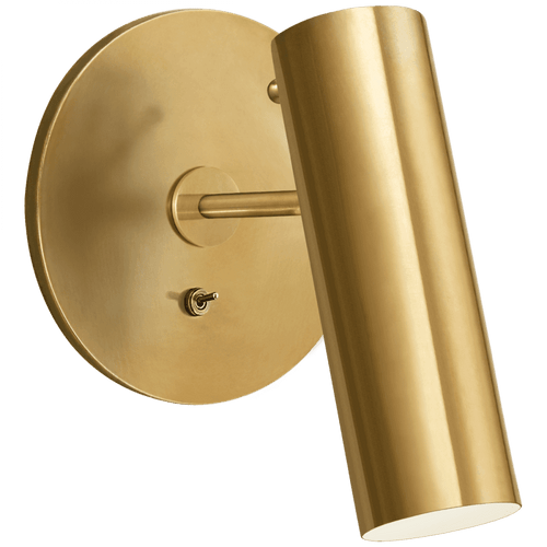 Visual Comfort & Co. Signature Collection Lancelot Wall Sconce, 1-Light, Pivoting, Hand-Rubbed Antique Brass, 7.5"H (ARN 2042HAB CLY37) 