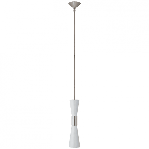 Visual Comfort & Co. Signature Collection Clarkson Pendant, 2-Light, Polished Nickel, White Shade, 4.75"W (ARN 5032PN/WHT CLY43) 