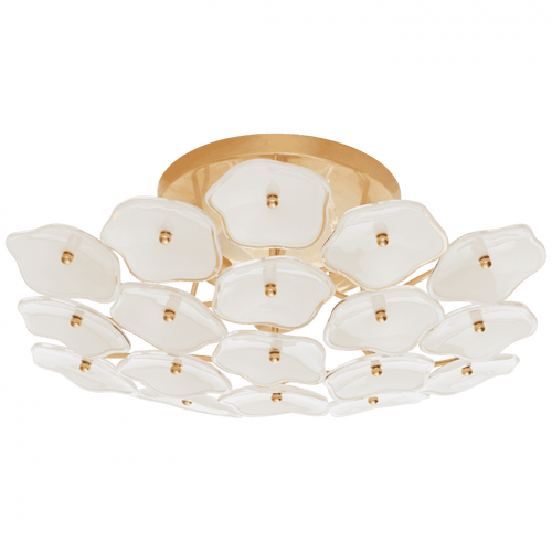 Visual Comfort & Co. Signature Collection Leighton Flush Mount, 3-Light, Soft Brass, Cream Tinted Glass, 20"W (KS 4065SB-CRE CLY4P) 