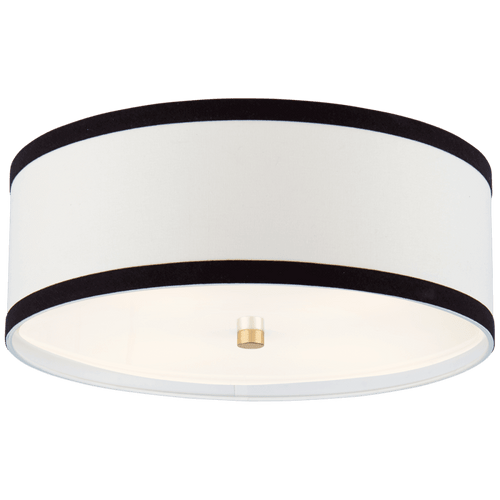 Visual Comfort & Co. Signature Collection Walker Flush Mount, 4-Light, Gild, Cream Linen, Black Linen Trim Shade, 18"W (KS 4071G-L/BL CLY4U) 