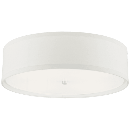 Visual Comfort & Co. Signature Collection Walker Flush Mount, 4-Light, Burnished Silver Leaf, Cream Linen Shade, 24"W (KS 4072BSL-L CLY4W) 