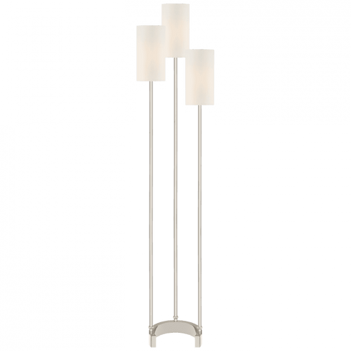 Visual Comfort & Co. Signature Collection Aimee Floor Lamp, 3-Light, Polished Nickel, Linen Shade, 67.75"H (SK 1550PN-L CTXJY) 