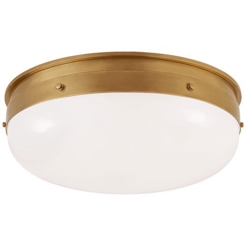 Visual Comfort & Co. Signature Collection Hicks Medium Flush Mount, 1-Light, LED, Hand-Rubbed Antique Brass, 17"W (TOB 4064HAB-WG CTYG2) 