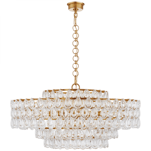 Visual Comfort & Co. Signature Collection Liscia Chandelier, 12-Light, Gild, Crystal Shade, 36"W (ARN 5174G-CG CLZ33) 