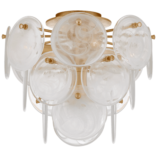 Visual Comfort & Co. Signature Collection Loire Flush Mount, 4-Light, Gild, White Strie Glass, 14.5"W (ARN 4450G-WSG CPWTH) 
