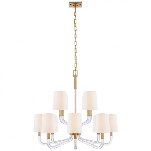 Visual Comfort & Co. Signature Collection Reagan Medium Two Tier Chandelier, 12-Light, Antique-Burnished Brass, 37"W (CHC 5903AB/CG-L CQ0TF) 