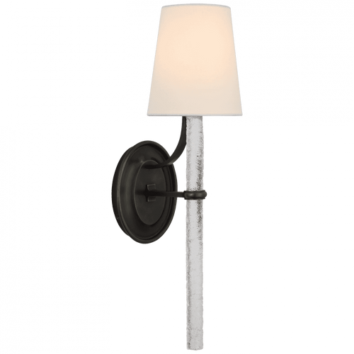 Visual Comfort & Co. Signature Collection Abigail Large Wall Sconce, 1-Light, Clear, Linen Shade, 18"H (S 2325BZ/CWG-L CU4CQ) 