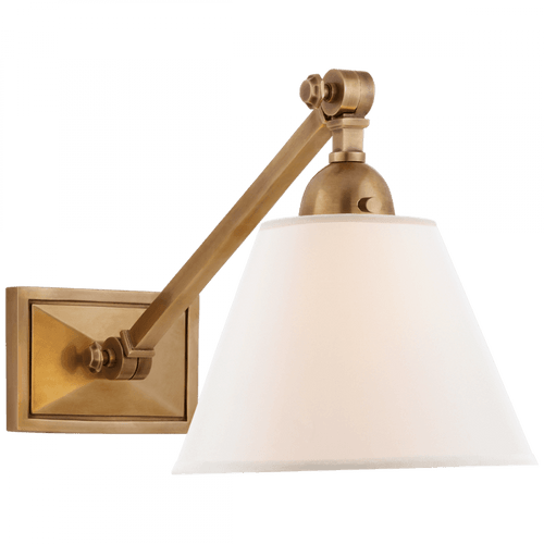 Visual Comfort & Co. Signature Collection Jane Single Library Wall Light, 1-Light, Hand-Rubbed Antique Brass, Linen Shade, 8.75"H (AH 2325HAB-L CQ1PK) 