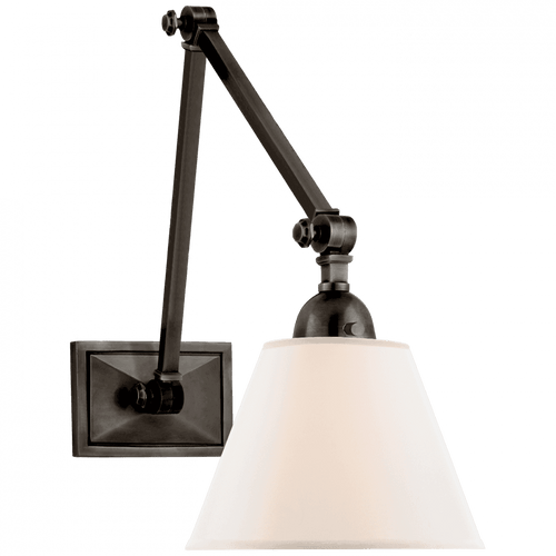 Visual Comfort & Co. Signature Collection Jane Double Library Wall Light, 1-Light, Gun Metal, Linen Shade, 10.5"H (AH 2330GM-L CQ1PN) 