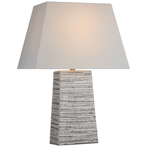 Visual Comfort & Co. Signature Collection Gates Table Lamp, 1-Light, Rectangle, Malt White Dust, Linen Rectangle Shade, 26.5"H (S 3631MWD-L CU2DH) 