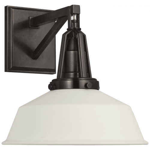 Visual Comfort & Co. Signature Collection Layton Wall Sconce, 1-Light, Bronze, Matte White Shade, 10.25"H (CHD 2455BZ-WHT CU2F8) 