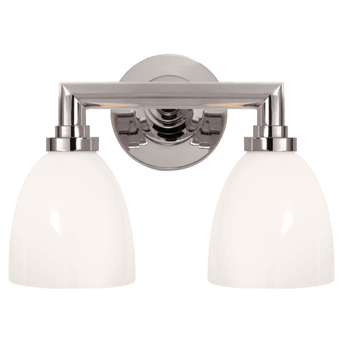 Visual Comfort & Co. Signature Collection Wilton Vanity Light, 2-Light, Chrome, White Glass, 13"W (SL 2842CH-WG 28UV1) 