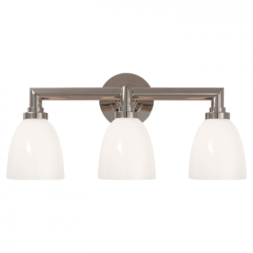 Wilton Bath Vanity, 3-Light, Chrome, White Glass, 21.5"W (SL 2843CH-WG 28UV6)