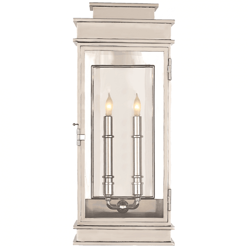 Visual Comfort & Co. Signature Collection Linear Outdoor Lantern, 2-Light, Polished Nickel, Clear Glass, 22.5"H (CHD 2910PN 25W2R) 