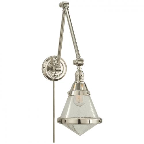 Visual Comfort & Co. Signature Collection Gale Library Wall Sconce With Plug, 1-Light, Polished Nickel, Seeded Glass, 21.5"H (TOB 2156PN-SG 2JYUD) 