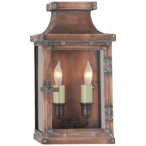 Visual Comfort & Co. Signature Collection Bedford 3/4 Outdoor Lantern, 2-Light, Natural Copper, Clear Glass, 12"H (CHO 2150NC 2FW4V) 