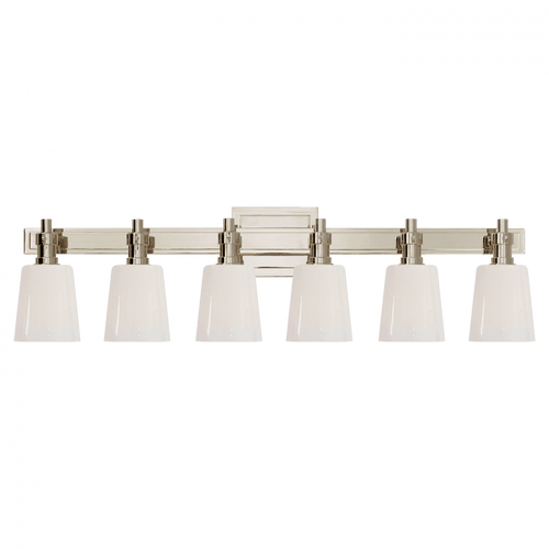 Visual Comfort & Co. Signature Collection Bryant Bath Vanity, 6-Light, Polished Nickel, White Glass, 29"W (TOB 2154PN-WG 2JZUX) 