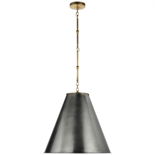 Goodman Pendant, 1-Light, Hand-Rubbed Antique Brass, Bronze Shade, 18"W (TOB 5091HAB-BZ 2FT6V)