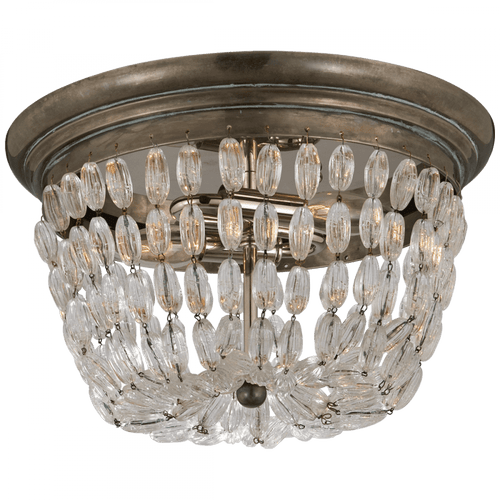 Visual Comfort & Co. Signature Collection Paris Flea Market Flush Mount, 2-Light, Sheffield Silver, Seeded Glass, 13"W (CHC 4207SHS-SG 25R70) 