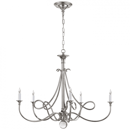 Visual Comfort & Co. Signature Collection Double Twist Chandelier, 5-Lights, Polished Nickel, 36"W (SC 5005PN 28QY0) 