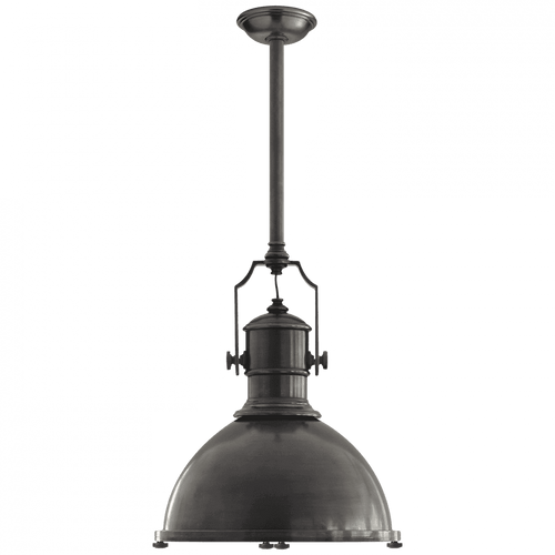 Visual Comfort & Co. Signature Collection Country Industrial Large Pendant, 1-Light, Bronze, Bronze Shade, Over All Height 59" (CHC 5136BZ-BZ 25T5V) 
