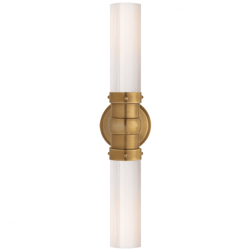 Visual Comfort & Co. Signature Collection Graydon Bathroom Wall Sconce, 2-Light, Hand-Rubbed Antique Brass, White Glass, 18"H (TOB 2186HAB-WG 2CVH3) 