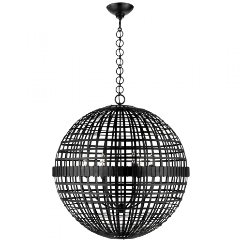 Visual Comfort & Co. Signature Collection Mill Pendant, 6-Light, Globe, Aged Iron, 30"W (ARN 5002AI 2MWHU) 