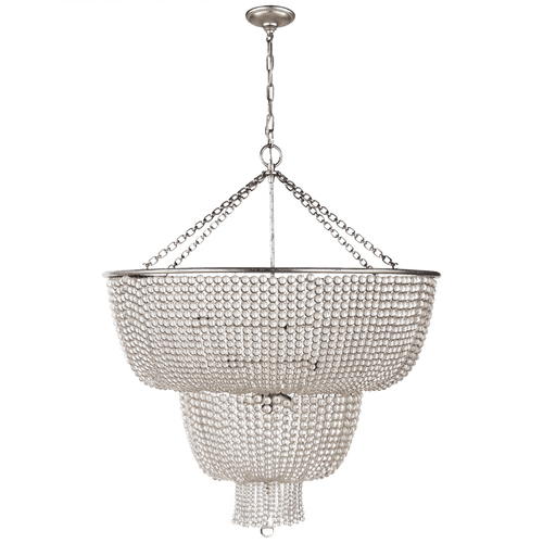 Visual Comfort & Co. Signature Collection Jacqueline Chandelier, 12-Light, Burnished Silver Leaf, 32.25"W (ARN 5104BSL-CG 2MWJD) 