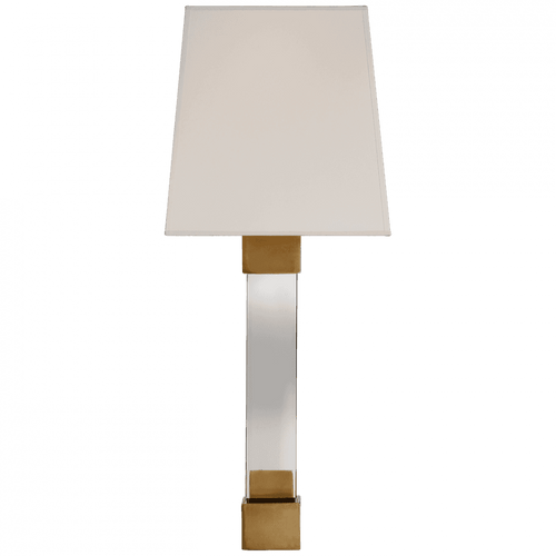 Visual Comfort & Co. Signature Collection Edgar Wall Sconce, 1-Light, Crystal, Brass, Silk Rectangle Shade, 18.75"H (CHD 2712AB/CG-S 2MYJ0) 
